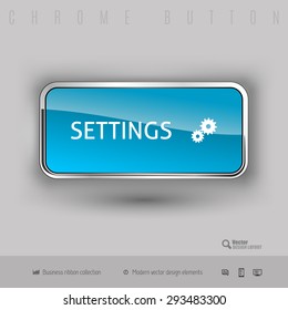 Chrome button settings with color plastic inside. Elegant design elements.