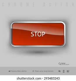 Chrome button stop with color plastic inside. Elegant design elements.