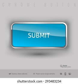 Chrome button submit with color plastic inside. Elegant design elements.
