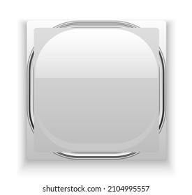 Chrome button template. Blank rounded square shape