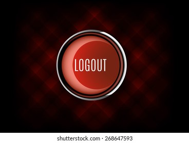 Chrome buttons LOGOUT with plastic elements. Vector icons.