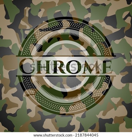 Chrome camouflaged emblem. Vector Illustration. Detailed. 