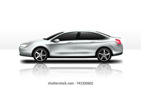 Chrome Car. Clear Business Sedan isolated. EPS10 Vector