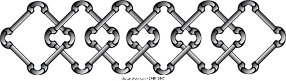 Chrome chain of metal pipes
