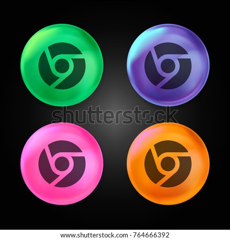Chrome crystal ball design icon in green - blue - pink and orange.