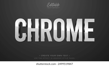 Chrome editable text effect. Metallic text mockup template
