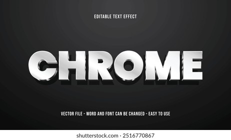 Chrome editable text effect, steel text style effect