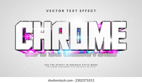 Efecto de estilo de texto modificable cromado. Efecto de texto vectorial con concepto de lujo.