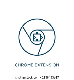 chrome extension icon. Thin linear chrome extension outline icon isolated on white background. Line vector chrome extension sign, symbol for web and mobile - Shutterstock ID 2139453617