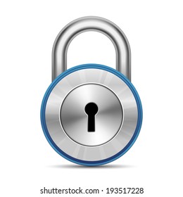 Chrome glossy padlock. Security Concept. Vector Illustration