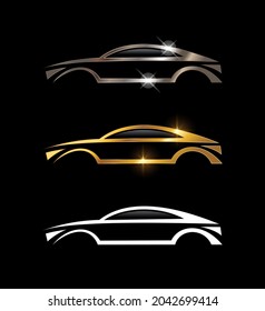 Chrome and Gold Car Vector Sign