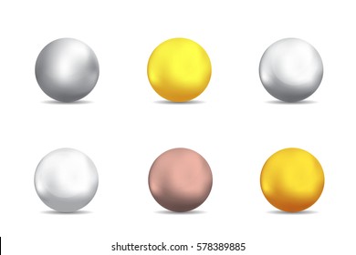 chrome, gold, lead, aluminum, platinum, bronze, copper silver spheres or ball
