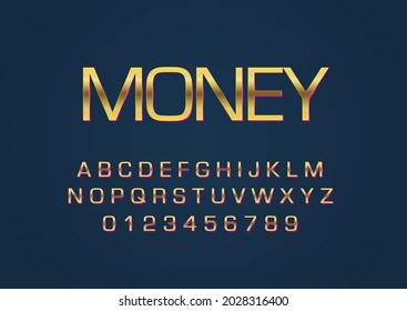 chrome gold style vector font with uppercase and digit number