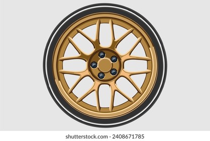 chrome golden luxury car rims