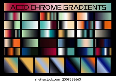 Chrome gradients of holographic colors for design and vector illustrations.