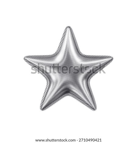 Chrome halftone star in Y2K collage 3D style