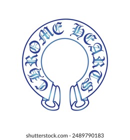 logotipo cromado corazón azul para impreso en la marca de ropa.