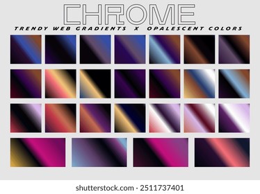Chrome holographic gradients in vibrant colors for design and vector illustrations.