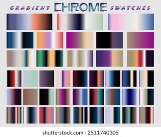 Chrome holographic gradients in vibrant colors for design and vector illustrations.