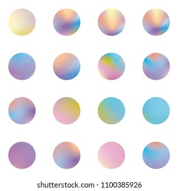 Chrome holographic template Holographic round frames set. Trendy backdrops. Hologram bubbles. Pastel smooth textures. Modern vector backgrounds for web design