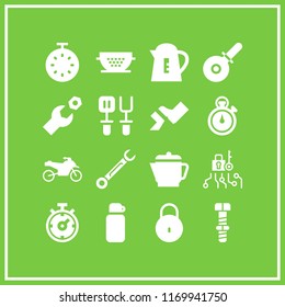 chrome icon. 16 chrome vector set. thermos, chronometer, timer and strainer icons for web and design about chrome theme