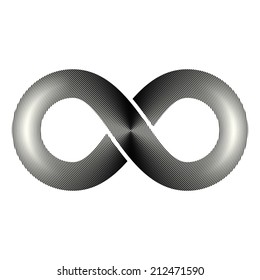 Chrome infinity sign. Vector.