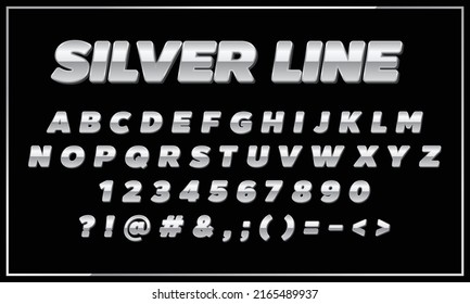 Chrome letters in vector format, Silver or Metallic font set, letters, numbers and special characters, Silver bold typography design set for headlines, labels, posters, logos and cover, Golden 3D Font