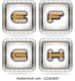 Chrome looks like (silver & gold) custom made (drawn from the scratch) capital letters:  E, F, G, H.