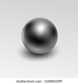 Chrome metal ball realistic isolated on white background. Spherical 3D orb with transparent glares and highlights for decoration. Jewelry gemstone. Vector Illustration for your design and business.