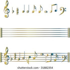 Chrome metal music notes