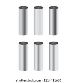 Chrome metal polished gradients corresponding to cylinder pipe vector set