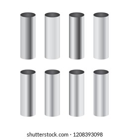 Chrome metal polished gradients. Pipe vector set