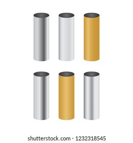 Chrome metal polished gradients. Pipe vector set