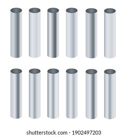 Chrome metal polished gradients. Pipe vector set