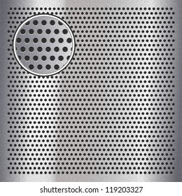 Chrome metal sheet surface with holes, 10eps