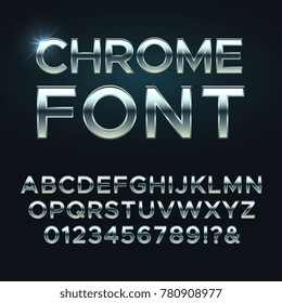 Chrome metal vector font. Steel metallic alphabet letters. Alphabet chrome silver, metal letter illustration Chrome metal vector font. Steel metallic alphabet letters. Alphabet chrome silver, metal letter illustration