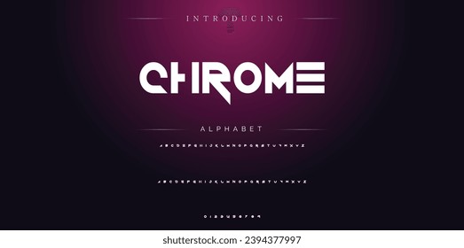 Chrome Modern Bold Font. Sans Serif Font. Regular Italic Uppercase Lowercase Typography urban style alphabet fonts for fashion, sport, technology, digital, movie, logo design, vector illustration