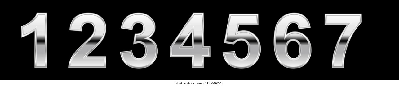 chrome numbers and symbols colletion set retro style illustration in vector format