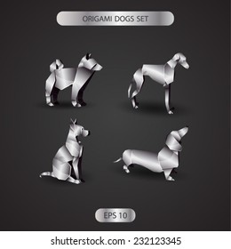 chrome origami dogs set