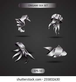 chrome origami sea set