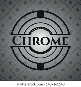 Chrome realistic dark emblem. Vector Illustration. Detailed.