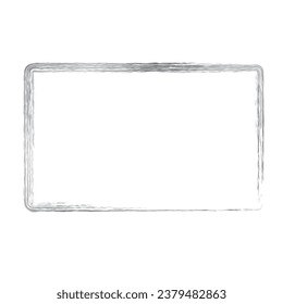 chrome rectangle frame, vector doodle hand draw sketch 
