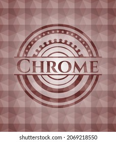 Chrome red badge with geometric background. Seamless. 