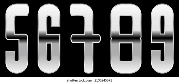 chrome retro style numbers collection set pack illustration in vector format