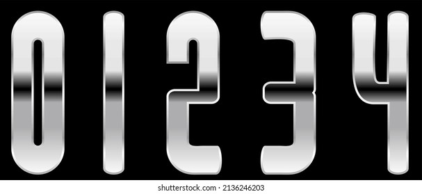 chrome retro style numbers collection set pack illustration in vector format