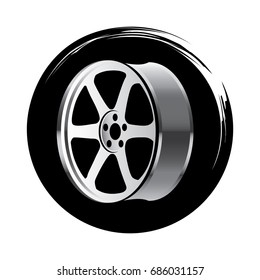 Chrome Rims In Black Circle Background