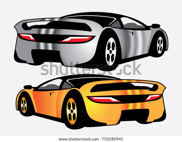 chrome silver\
and gold sport car isolated on\
white