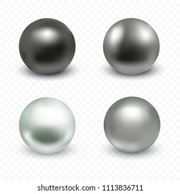 Chrome, silver, platinum ball realistic set  isolated on transparent background. Spherical 3D orbs with glares and highlights for decoration. Jewellery gemstone. Vector Illustration.