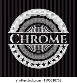 Chrome silver shiny badge. Vector Illustration. Mosaic.