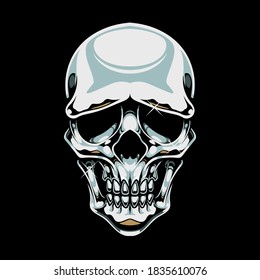 chrome skull illustration and tshirt design